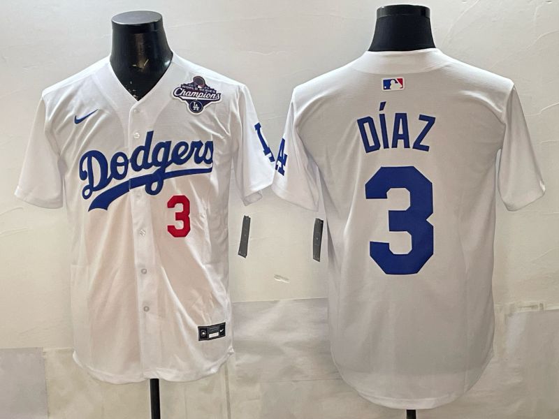 Men Los Angeles Dodgers #3 Diaz White Game 2026 Nike MLB Jersey style 014->los angeles dodgers->MLB Jersey